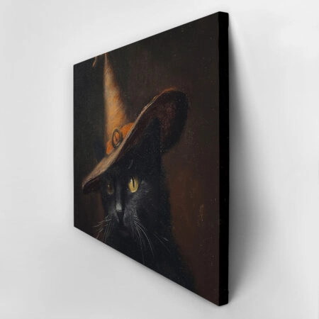 Πίνακας σε Καμβά VINTAGE AUTUMN HALLOWEEN CAT WITH HAT -  Sticky 2
