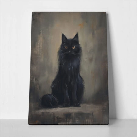 Πίνακας σε Καμβά VINTAGE AUTUMN HALLOWEEN CAT - 