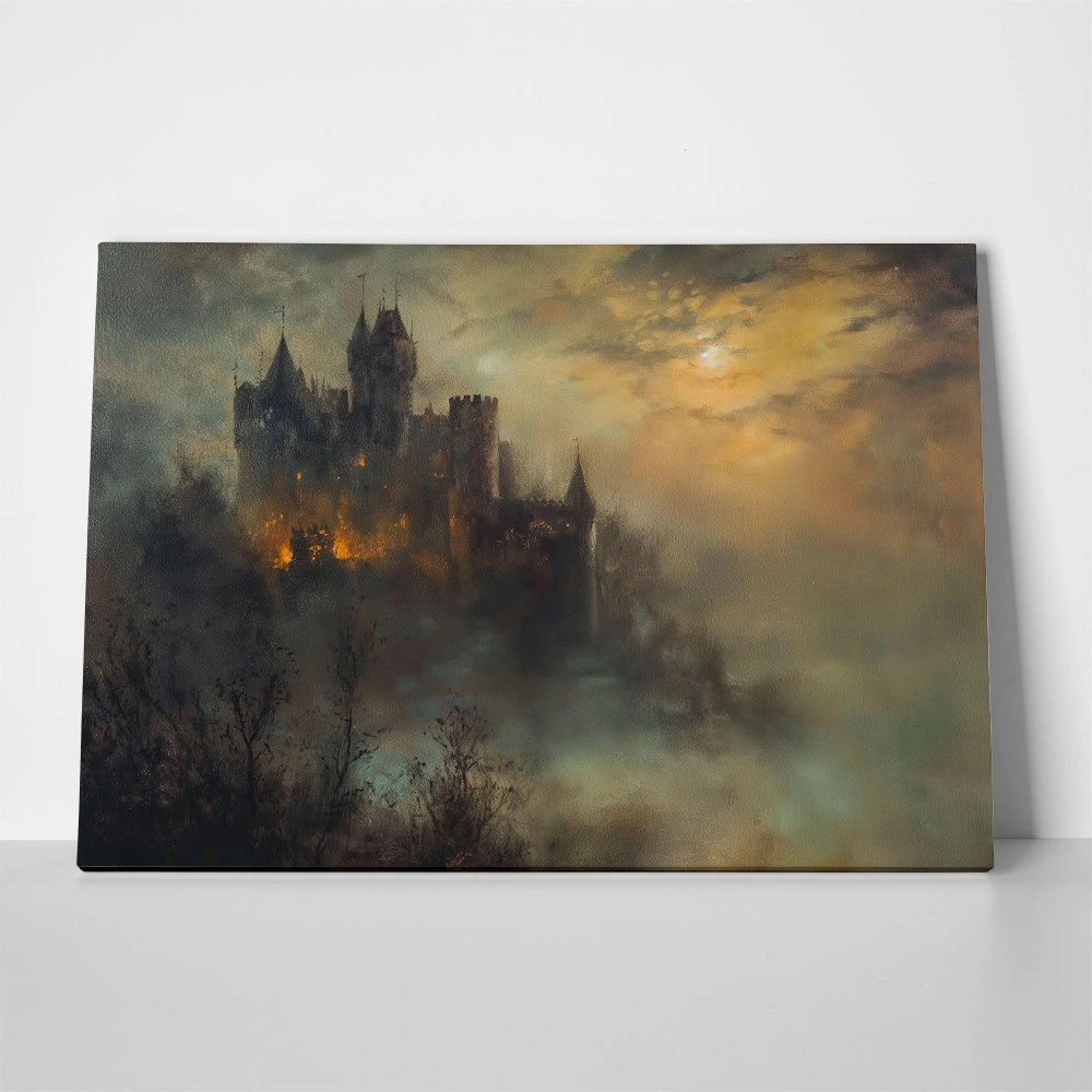 Πίνακας σε Καμβά VINTAGE AUTUMN HALLOWEEN DARK CASTLE 3