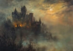 Πίνακας σε Καμβά VINTAGE AUTUMN HALLOWEEN DARK CASTLE 3