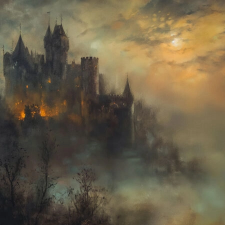 Πίνακας σε Καμβά VINTAGE AUTUMN HALLOWEEN DARK CASTLE 3 -  Sticky 5