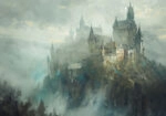 Πίνακας σε Καμβά VINTAGE AUTUMN HALLOWEEN DARK CASTLE 4