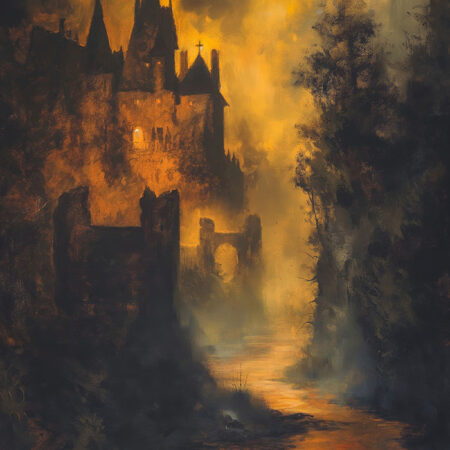 Πίνακας σε Καμβά VINTAGE AUTUMN HALLOWEEN DARK CASTLE 8 -  Sticky 5