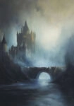 Πίνακας σε Καμβά VINTAGE AUTUMN HALLOWEEN DARK CASTLE 9
