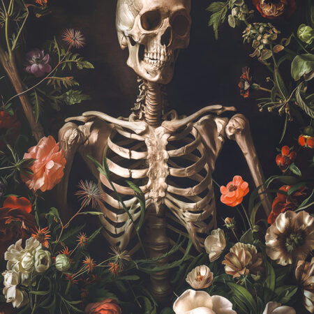 Πίνακας σε Καμβά VINTAGE AUTUMN HALLOWEEN FLORAL SKELETON -  Sticky 5
