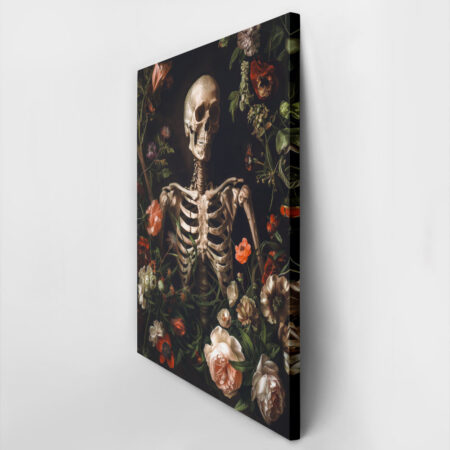 Πίνακας σε Καμβά VINTAGE AUTUMN HALLOWEEN FLORAL SKELETON -  Sticky 2