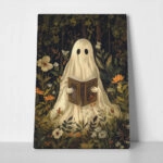 Πίνακας σε Καμβά VINTAGE AUTUMN HALLOWEEN GHOST READING