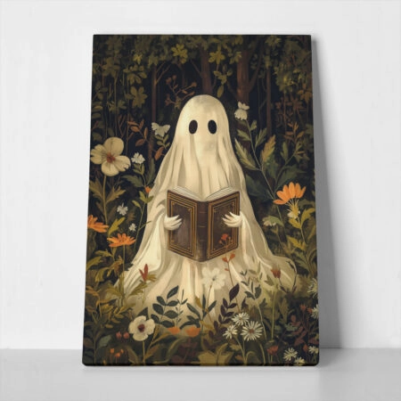 Πίνακας σε Καμβά VINTAGE AUTUMN HALLOWEEN GHOST READING - 