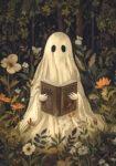 Πίνακας σε Καμβά VINTAGE AUTUMN HALLOWEEN GHOST READING