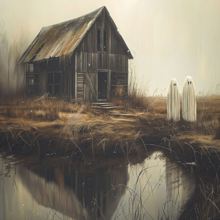 Πίνακας σε Καμβά VINTAGE AUTUMN HALLOWEEN GHOSTS OUTSIDE 10 -  Sticky 5