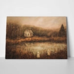 Πίνακας σε Καμβά VINTAGE AUTUMN HALLOWEEN GHOSTS OUTSIDE 2