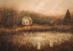 Πίνακας σε Καμβά VINTAGE AUTUMN HALLOWEEN GHOSTS OUTSIDE 2