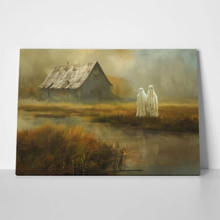 Πίνακας σε Καμβά VINTAGE AUTUMN HALLOWEEN GHOSTS OUTSIDE 3 - 