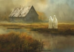 Πίνακας σε Καμβά VINTAGE AUTUMN HALLOWEEN GHOSTS OUTSIDE 3