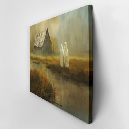 Πίνακας σε Καμβά VINTAGE AUTUMN HALLOWEEN GHOSTS OUTSIDE 3 -  Sticky 2