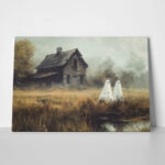 Πίνακας σε Καμβά VINTAGE AUTUMN HALLOWEEN GHOSTS OUTSIDE 4