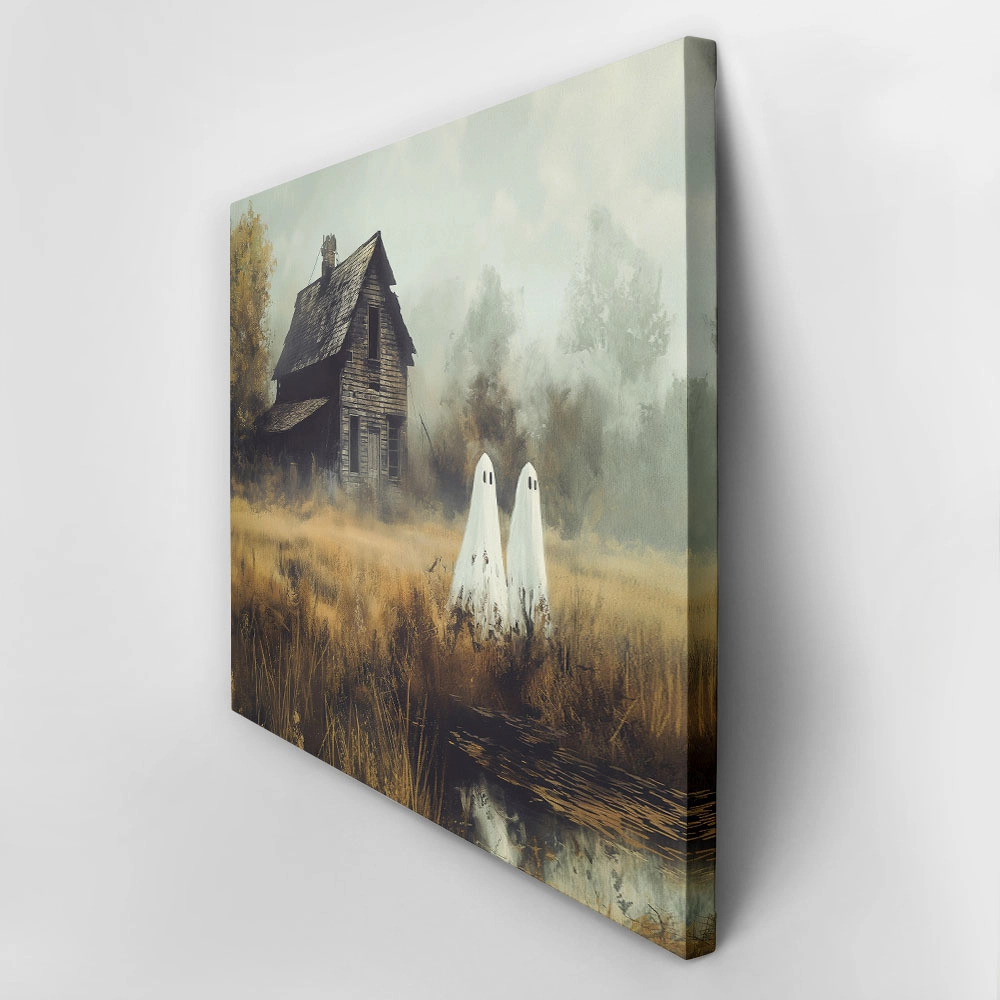 Πίνακας σε Καμβά VINTAGE AUTUMN HALLOWEEN GHOSTS OUTSIDE 4