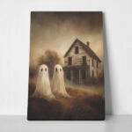 Πίνακας σε Καμβά VINTAGE AUTUMN HALLOWEEN GHOSTS OUTSIDE 5