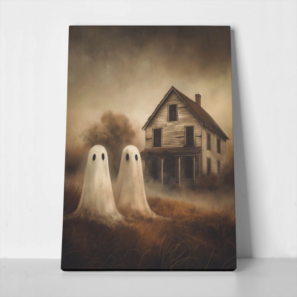 Πίνακας σε Καμβά VINTAGE AUTUMN HALLOWEEN GHOSTS OUTSIDE 5