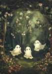 Πίνακας σε Καμβά VINTAGE AUTUMN HALLOWEEN GHOSTS OUTSIDE 6
