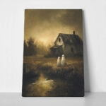 Πίνακας σε Καμβά VINTAGE AUTUMN HALLOWEEN GHOSTS OUTSIDE 7