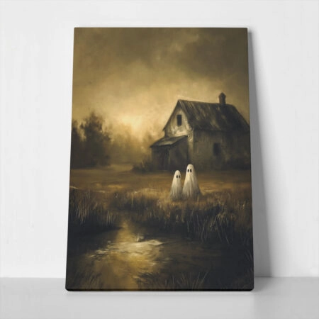 Πίνακας σε Καμβά VINTAGE AUTUMN HALLOWEEN GHOSTS OUTSIDE 7 - 