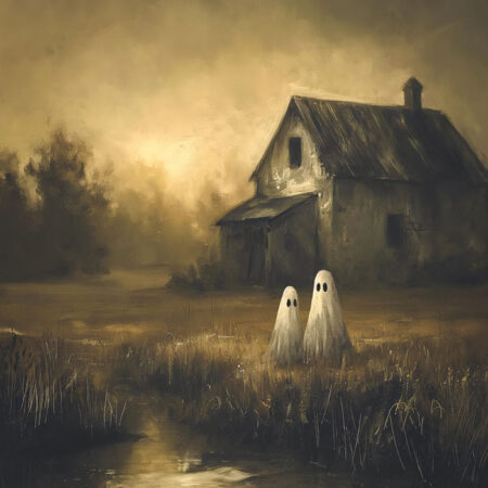 Πίνακας σε Καμβά VINTAGE AUTUMN HALLOWEEN GHOSTS OUTSIDE 7 -  Sticky 5