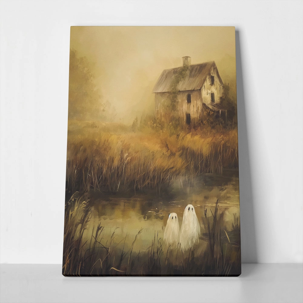 Πίνακας σε Καμβά VINTAGE AUTUMN HALLOWEEN GHOSTS OUTSIDE 8