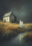 Πίνακας σε Καμβά VINTAGE AUTUMN HALLOWEEN GHOSTS OUTSIDE 9