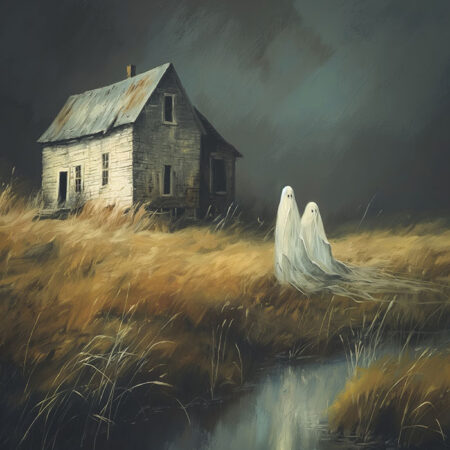 Πίνακας σε Καμβά VINTAGE AUTUMN HALLOWEEN GHOSTS OUTSIDE 9 -  Sticky 5