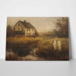 Πίνακας σε Καμβά VINTAGE AUTUMN HALLOWEEN GHOSTS OUTSIDE