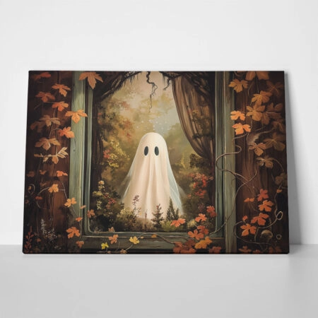 Πίνακας σε Καμβά VINTAGE AUTUMN HALLOWEEN GHOST - 