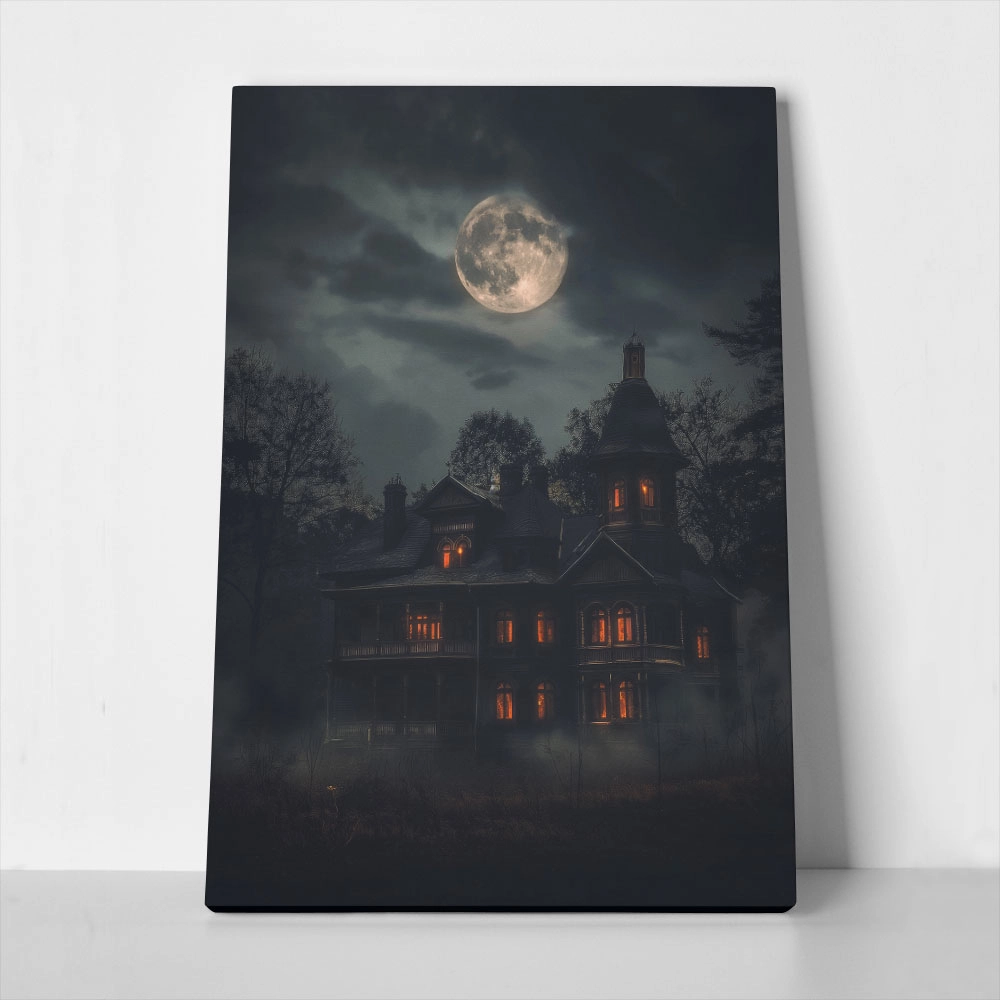 Πίνακας σε Καμβά VINTAGE AUTUMN HALLOWEEN HAUNTED HOUSE