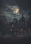Πίνακας σε Καμβά VINTAGE AUTUMN HALLOWEEN HAUNTED HOUSE