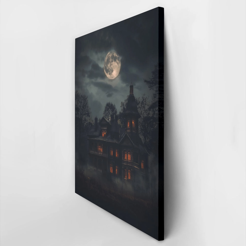 Πίνακας σε Καμβά VINTAGE AUTUMN HALLOWEEN HAUNTED HOUSE