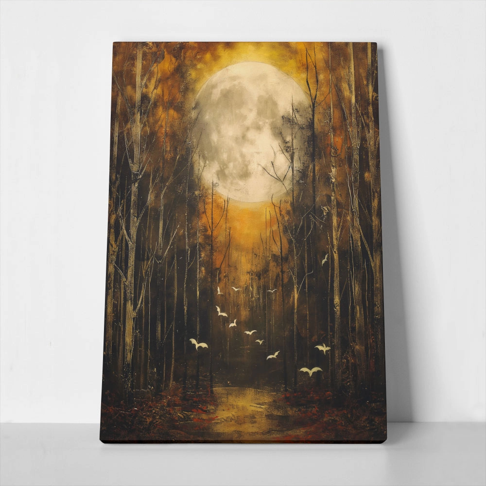 Πίνακας σε Καμβά VINTAGE AUTUMN HALLOWEEN MOON