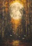 Πίνακας σε Καμβά VINTAGE AUTUMN HALLOWEEN MOON