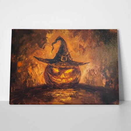 Πίνακας σε Καμβά VINTAGE AUTUMN HALLOWEEN PUMPKIN HAT 3 - 