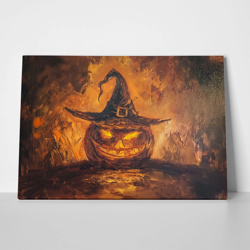 Πίνακας σε Καμβά VINTAGE AUTUMN HALLOWEEN PUMPKIN HAT 3