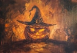 Πίνακας σε Καμβά VINTAGE AUTUMN HALLOWEEN PUMPKIN HAT 3