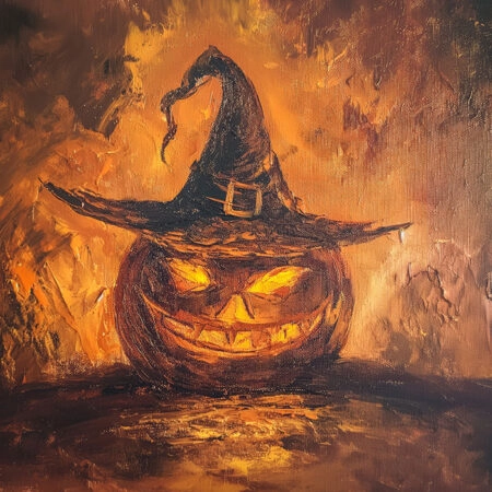 Πίνακας σε Καμβά VINTAGE AUTUMN HALLOWEEN PUMPKIN HAT 3 -  Sticky 5