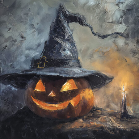 Πίνακας σε Καμβά VINTAGE AUTUMN HALLOWEEN PUMPKIN HAT 4 -  Sticky 5