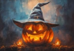 Πίνακας σε Καμβά VINTAGE AUTUMN HALLOWEEN PUMPKIN HAT 5