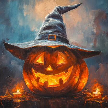 Πίνακας σε Καμβά VINTAGE AUTUMN HALLOWEEN PUMPKIN HAT 5 -  Sticky 5
