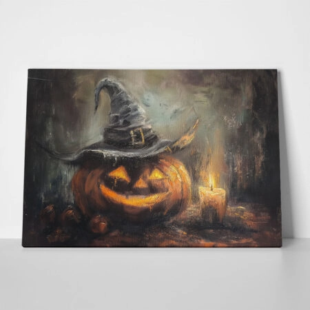 Πίνακας σε Καμβά VINTAGE AUTUMN HALLOWEEN PUMPKIN HAT 6 - 