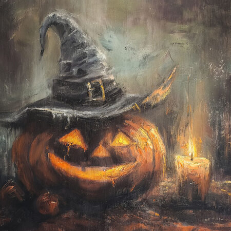 Πίνακας σε Καμβά VINTAGE AUTUMN HALLOWEEN PUMPKIN HAT 6 -  Sticky 5