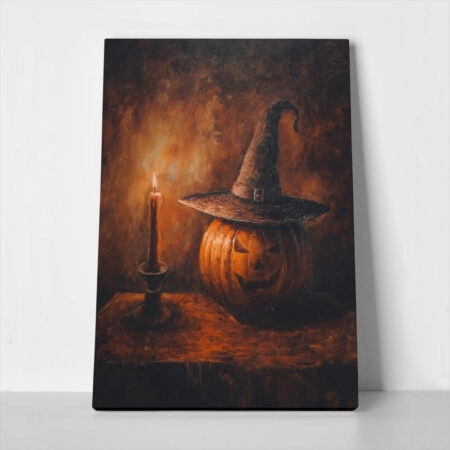 Πίνακας σε Καμβά VINTAGE AUTUMN HALLOWEEN PUMPKIN HAT 7 - 
