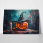 Πίνακας σε Καμβά VINTAGE AUTUMN HALLOWEEN PUMPKIN HAT