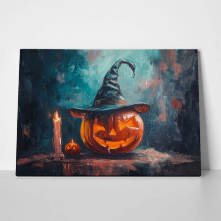 Πίνακας σε Καμβά VINTAGE AUTUMN HALLOWEEN PUMPKIN HAT - 