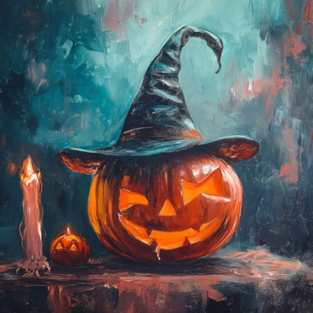 Πίνακας σε Καμβά VINTAGE AUTUMN HALLOWEEN PUMPKIN HAT -  Sticky 5